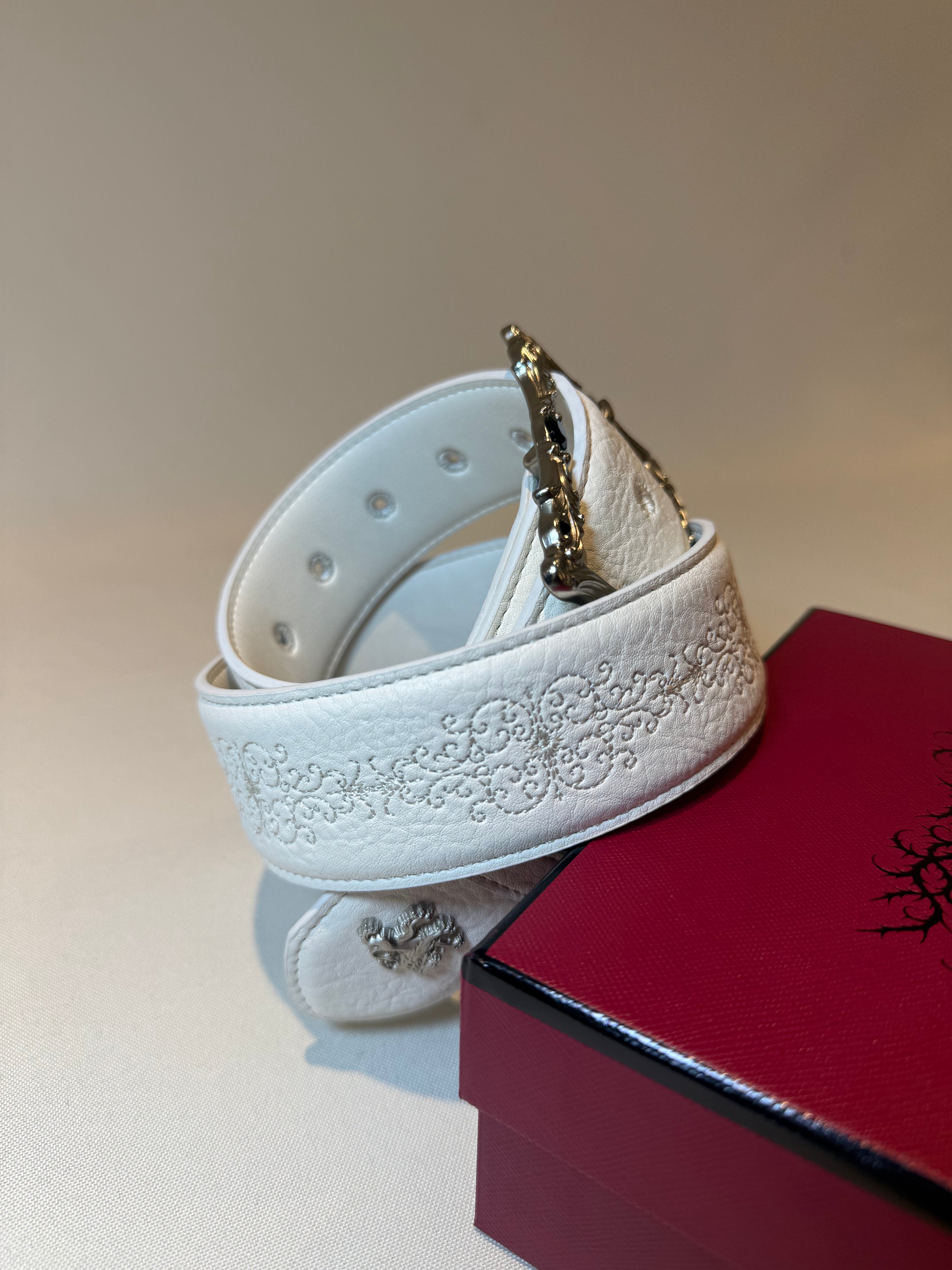 Eterna White Leather Belt