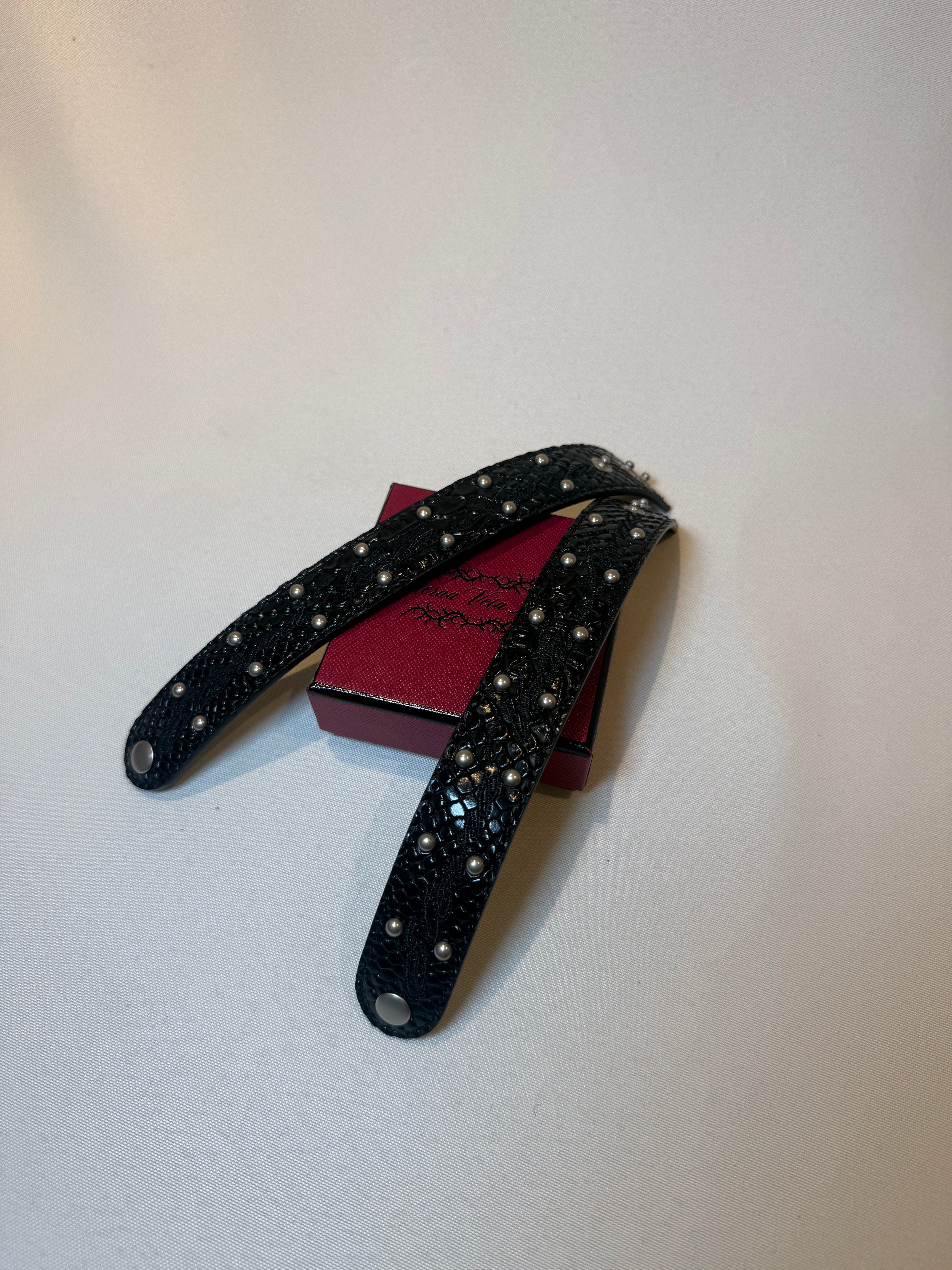 Black Python Leather Bracelet