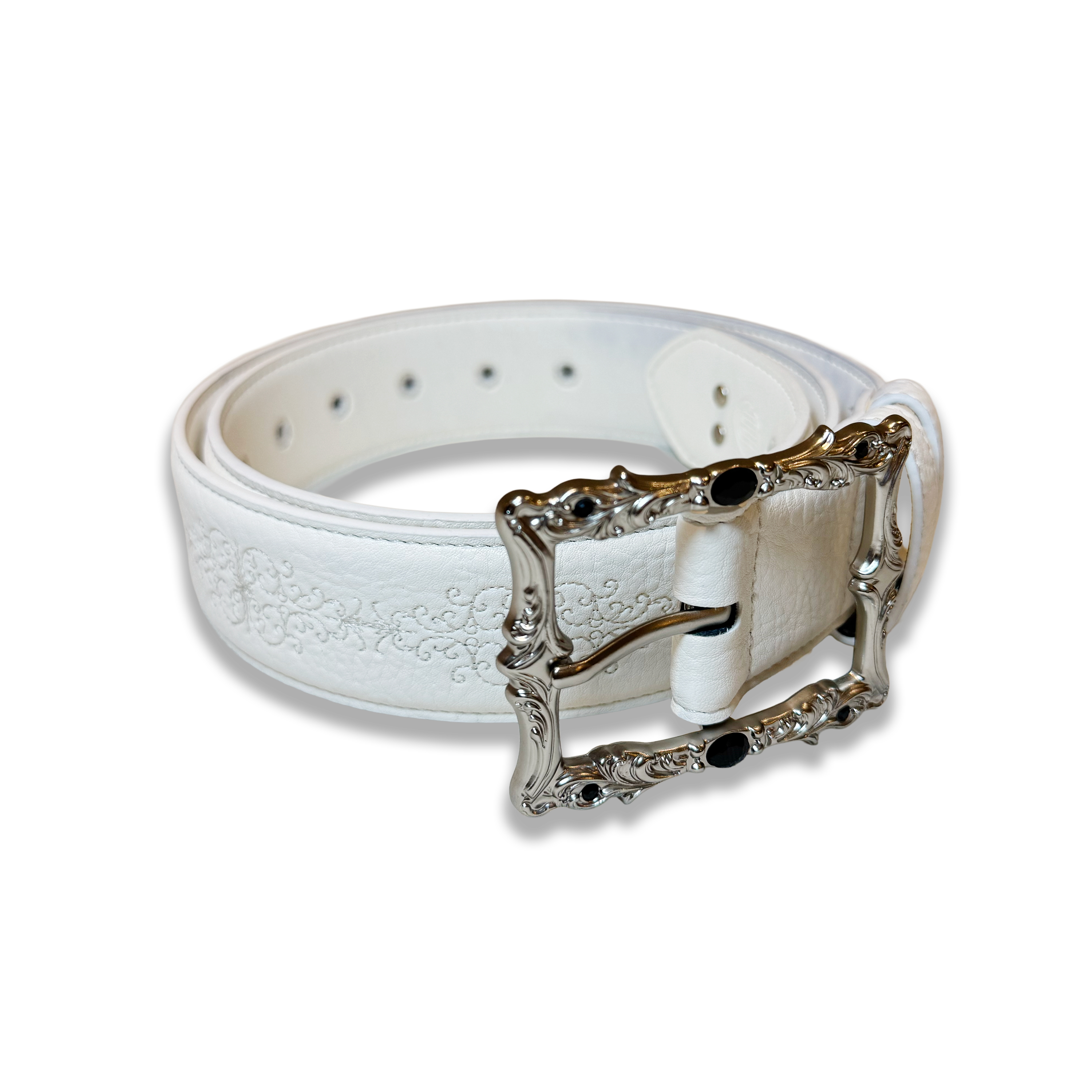 Eterna White Leather Belt