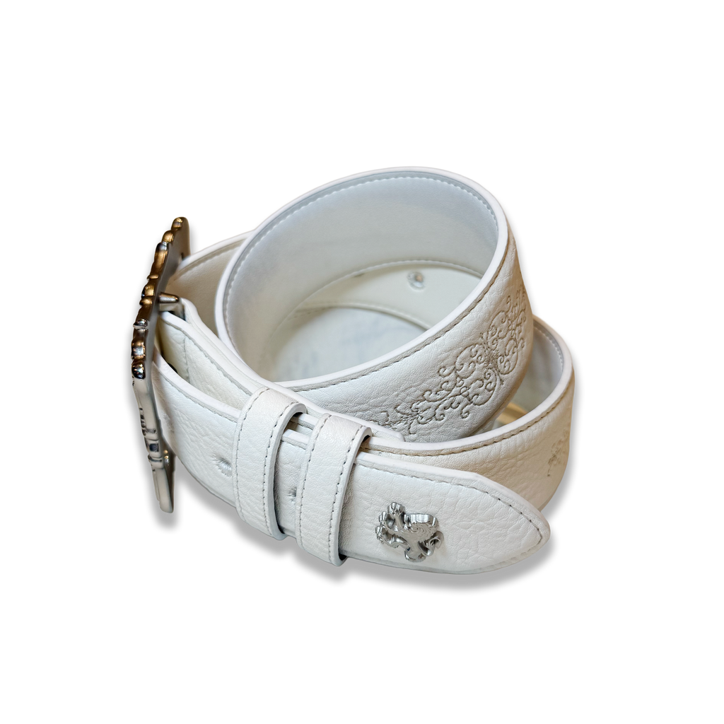 Eterna White Leather Belt