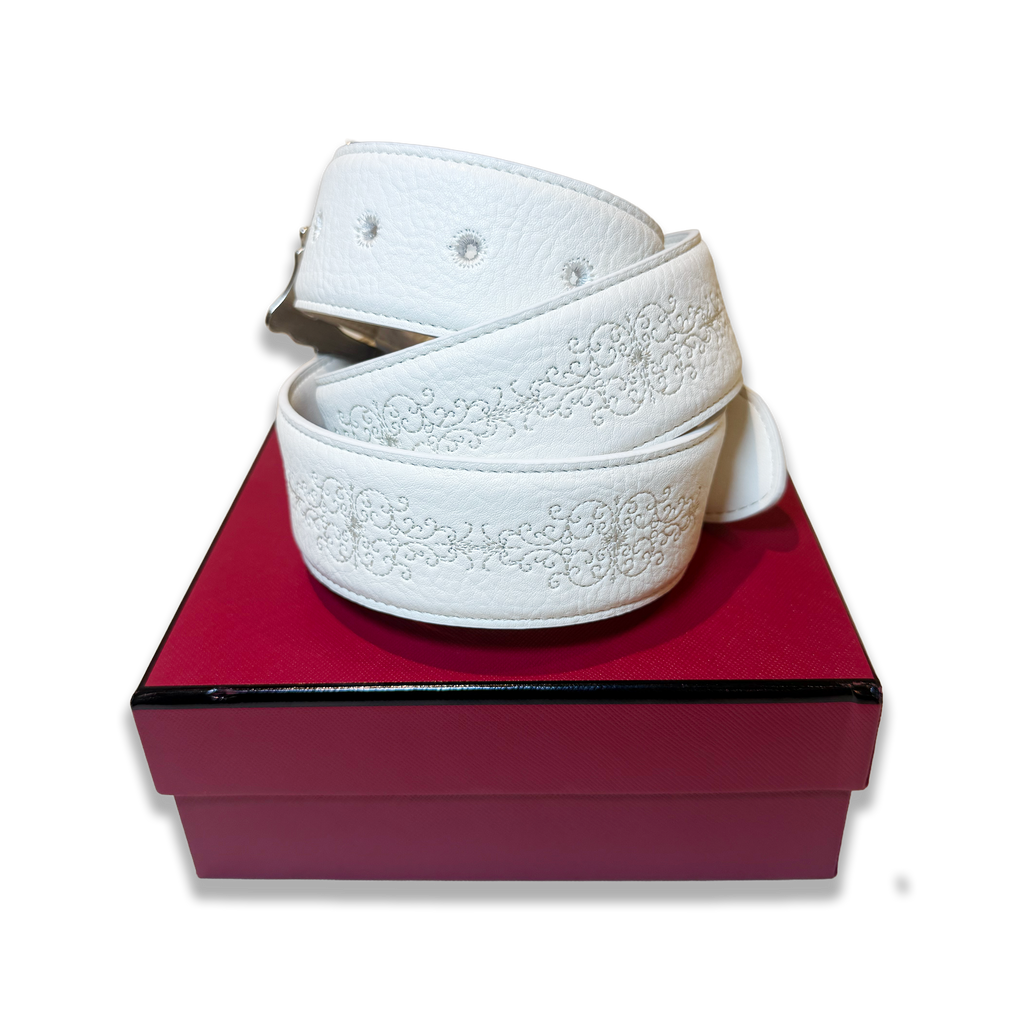 Eterna White Leather Belt