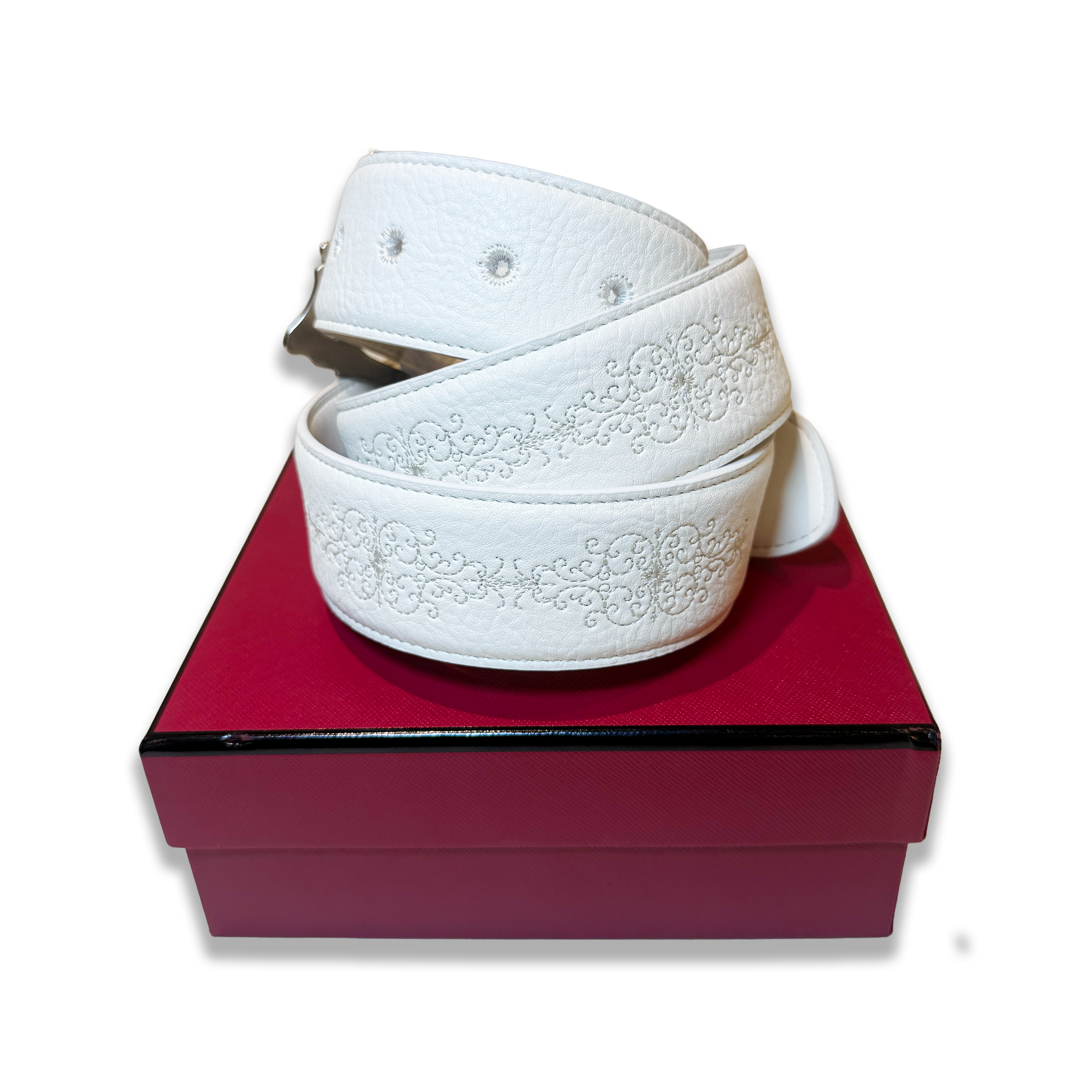 Eterna White Leather Belt