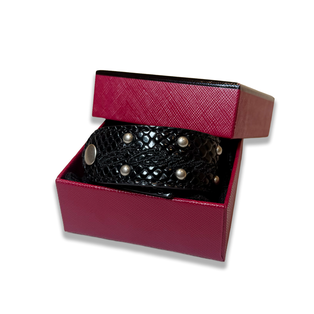 Black Python Leather Bracelet